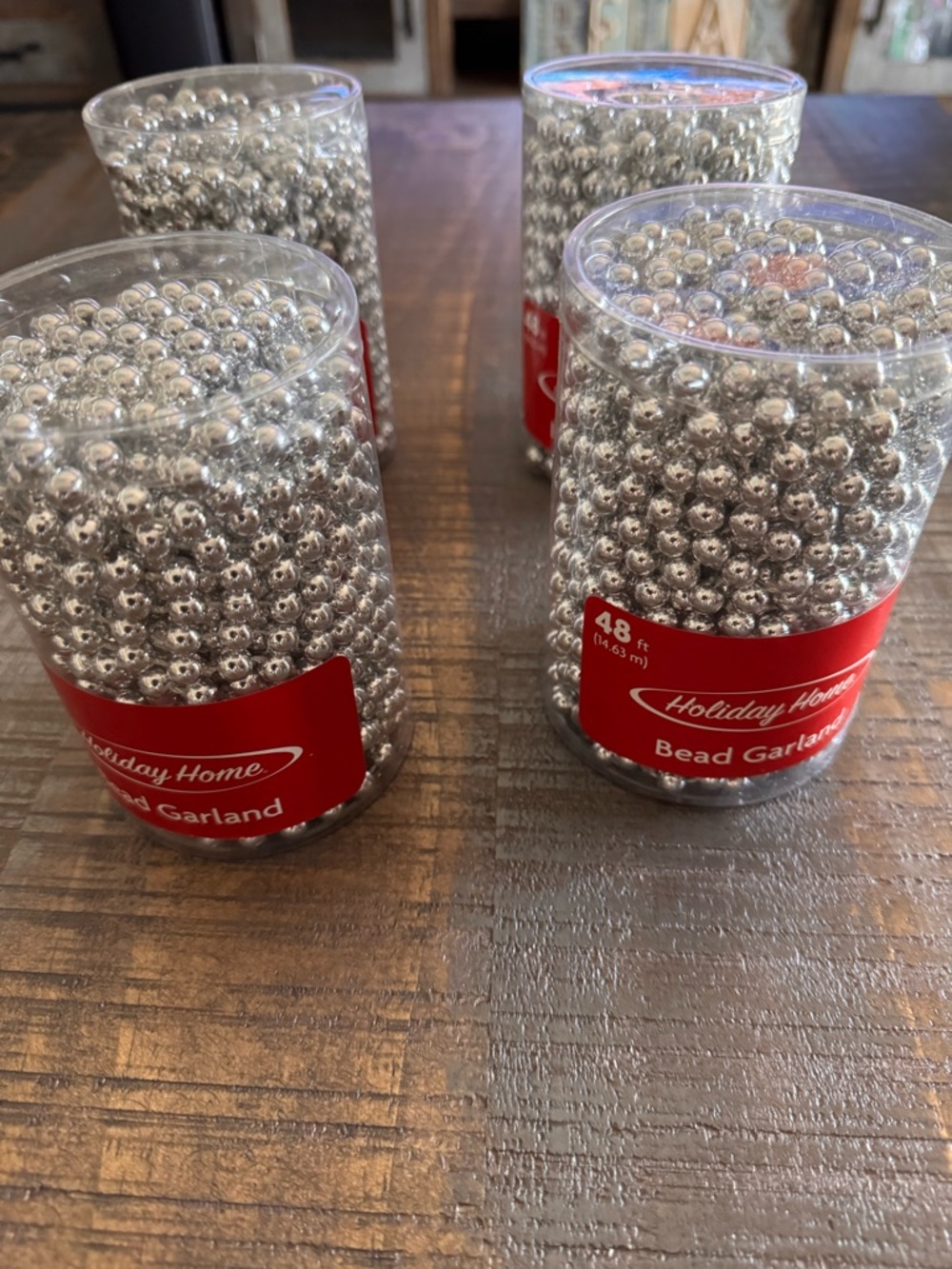 NWT 4 Spools Bead Garland Silver Color 48Feet each for 192 Feet total